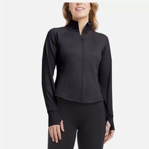 Jockey Ladies' Tulip Hem Yoga cropped full zip black‎ Jacket, Black M XXL